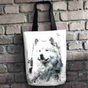 Torba na prezent pies samoyed shopper wodoodporna wrzutka zakupowa ramię krasanka torebka