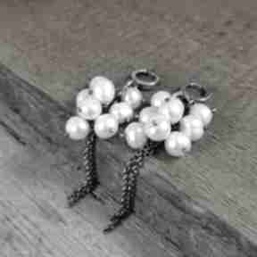 Długie kolczyki z pereł irart perła, srebro oksydowane, 925