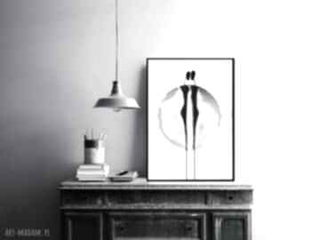 Ręcznie malowany, abstrakcja, minimalizm, czarno biała, ilustracja, wielkość A3 art krystyna