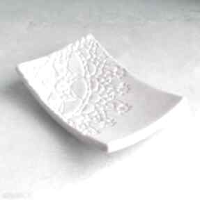 Mydelniczka ceramiczna ceramika pracownia ako łazienka, folk, koronka, wrzos