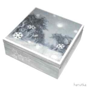 zima - pudełka hanutka pudełko, szkatułka, stylowe, eleganckie, decoupage