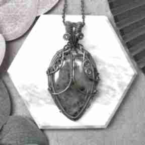 Miedziany wisiorek wire wrapping prehnitem #410 wisior amulet