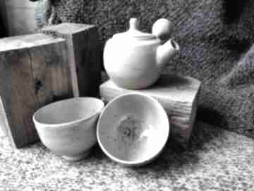 Komplet do herbaty czajniczek i 2 czarki wypał w piecu na drewno ceramika strzelecka slezak