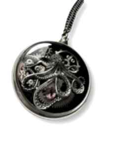 Wisior - octopus stones - black silver - 3d naszyjniki drobiny czasu