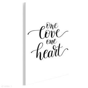 na płótnie - one love heart 50x70 cm 56824 vaku dsgn napis, romantyczny, minimalizm, czcionka