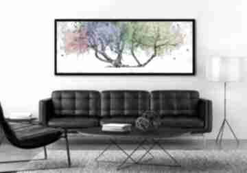 Obraz na płótnie - abstrakcyjne drzewo kolorowe plamy 147x60cm 02586 ludesign gallery, barwne