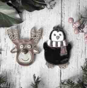 Pomysły na prezenty święta? Pingwinek i renifer dekoracje świąteczne badura ceramika pingwin