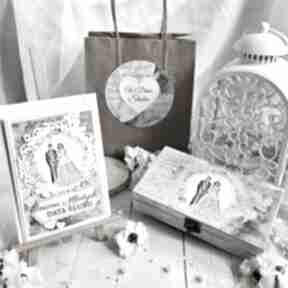Zestaw, karteczka, torebka justyna art decoupage, prezent prezentowy, pudełko na ślub, kartka