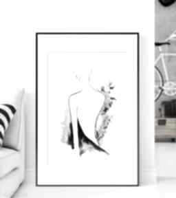 Obraz 50x70 cm wykonany ręcznie, 3242192 mini mal art do salonu, grafika czarno biała