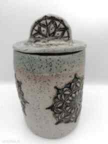 Pojemnik "mandala w turkusie" 3 ceramika eva art rękodzieło, z gliny, ceramiczny, użytkowa