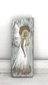 Anioł stróż na desce obraz misty art studio