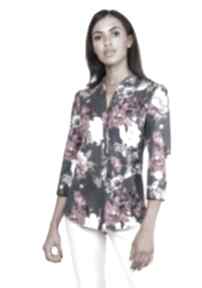 Lekka koszula o luźnym kroju, k111 kwiaty bluzki lanti urban fashion - wzór, elegancka