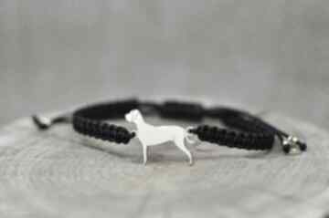 Dog niemiecki - bransoletka z psem, srebro 925 pozłacane pasją i pędzlem pies, biżuteria