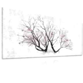 Obraz drukowany na płotnie z kolorowym kwitnącym drzewem, drzewo różowymi kwiatami format