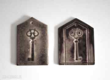 2 x ceramika wooden love klucz, zamek, drzwi, zawieszka, ceramiczna, gwiazda