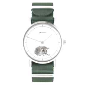 Zegarek - jeżyk zielony, nylonowy zegarki yenoo, pasek, jeż, dla nastolatki, niej