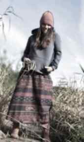 Etno boho paski jsienna spodnica trapez folkowa Świetna