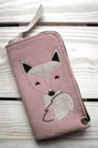 Filcowe etui na telefon - lisek happy art smartfon, pokrowiec, fox, prezent, haft