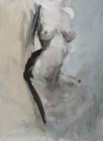 Obraz akt kobiecy 90x60 galeria alina louka duży, do sypialni, zmysłowy, kobieta, malarstwo