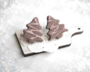 Świąteczne kolczyki sztyfty ciastka choinki pierniki na prezent poli glinka design