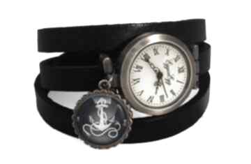 Zegarek - bransoletka skóry kotwica marine prezent zegarki