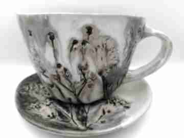 Komplet "jak bukiet kwiatów" 4 ceramika eva art rękodzieło, filiżanka z gliny, do kawy