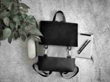 Szaro czarny plecak fabrykawis damski, do pracy, zamiast torebki, miejski na laptopa