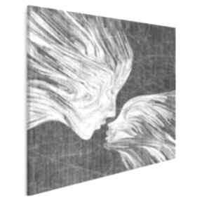 Obraz na płótnie w kwadracie 80x80 cm 13509 vaku dsgn twarze, abstrakcja, pocałunek, nowoczesny