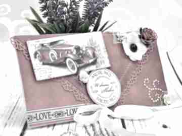 limuzyną ku miłości scrapbooking shiraja kartka, ślub, ślubna, kopertówka, auto