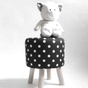 Pufa białe grochy - 36 cm czarna owca store, stołek, taboret, ryczka, dziecko, salon