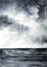 "ocean" akwarela artystki adriany laube - obraz na papierze A3, pejzaż, krajobraz morski art