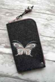 Filcowe etui na telefon - motylek happy art smartfon, pokrowiec, motyl, ptaszki, koraliki