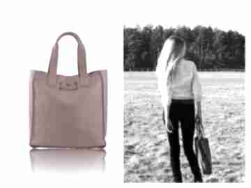 Skórzana torebka shopper bag - 50% lima bags skóra, damska, naturalna, czerwony