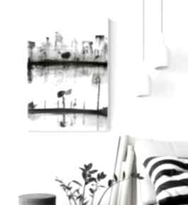 Grafika 50x70 cm wykonana ręcznie, turkus, abstrakcja, elegancki minimalizm, obraz do salonu