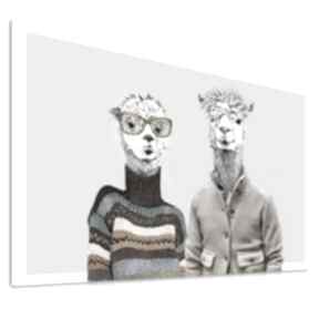Alpaki w duecie - nowoczesny obraz drukowany na płótnie 120x80cm ślub ludesign gallery prezent
