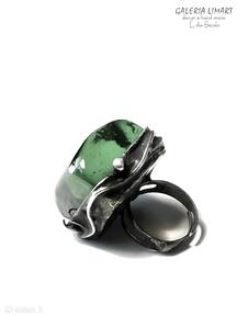 Zielony kwarc pierścionek unikatowy oryginalny prezent handmade galeria limart szkło, pierścień