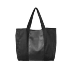 Pojemna czarna torba oversize XL bawełna - simply balance torebki monest atelier, na zamek