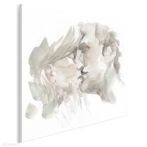 Obraz na płótnie - para pocałunek miłość w kwadracie 80x80 cm 90002 vaku dsgn, delikatny