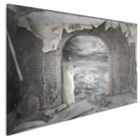 Obraz na płótnie - 120x80 cm 19701 vaku dsgn kobieta, morze, melancholia, sztorm, ruiny