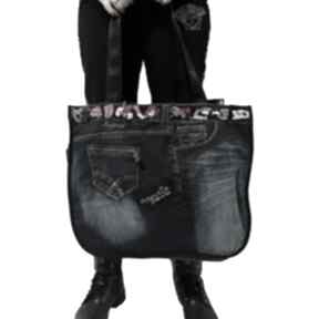 Duża torba upcykling jeans desigual i pepe 131 na ramię majunto, recykling