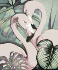Grafika "flamingi" 60x50 cm plakaty janka zaborowska na prezent, miłość, plakat, para