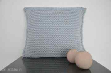 Poduszka ze sznurka bawełnianego 50x50 cm - błękit do smo design sznurek, na kanapę, dziergana