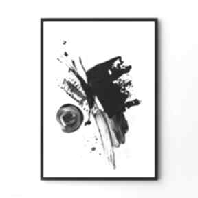 Plakat abstrakcja biało czarna z różem - format A4 plakaty hogstudio, do salonu, modny