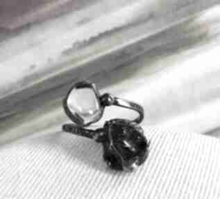 Regulowany z miedzi: kryształm i turmalinem witrażka duży miedź, pierścionek, kamienie