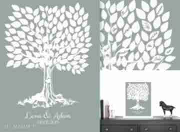 Romantyczne drzewo wpisów - 40x50 cm na ślub, rocznicę, urodziny kreatywne wesele księga