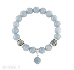 Azure jade with grey jasper jadeit jaspis zawieszka delikatna