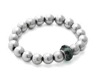 Silver hematite with emerald bead hematyt szmaragd modna