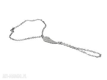 Angel - bracelet and ring chain katia i krokodyl srebro, skrzydło, oksydowane