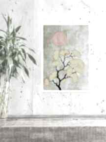 Miłorząb i słońce - grafika A4 justyna jaszke plakat, rośliny