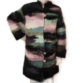 Sweter kardigan ręcznie robiony kolorowy asymetryczny boho płaszcze aleksandrab